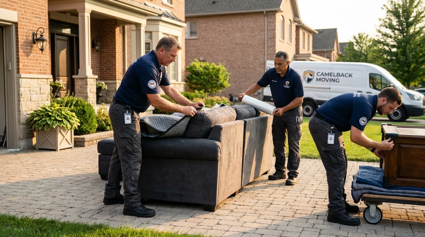 Large estate moving crew wrapping furniture in Georgetown, SC